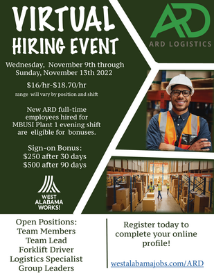 Virtual hiring event: ARD Logistics hiring for several open positions