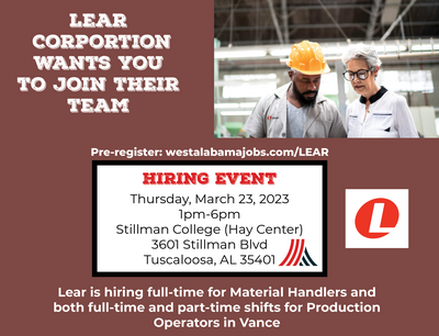 Lear is hiring for full-time and now part-time shifts