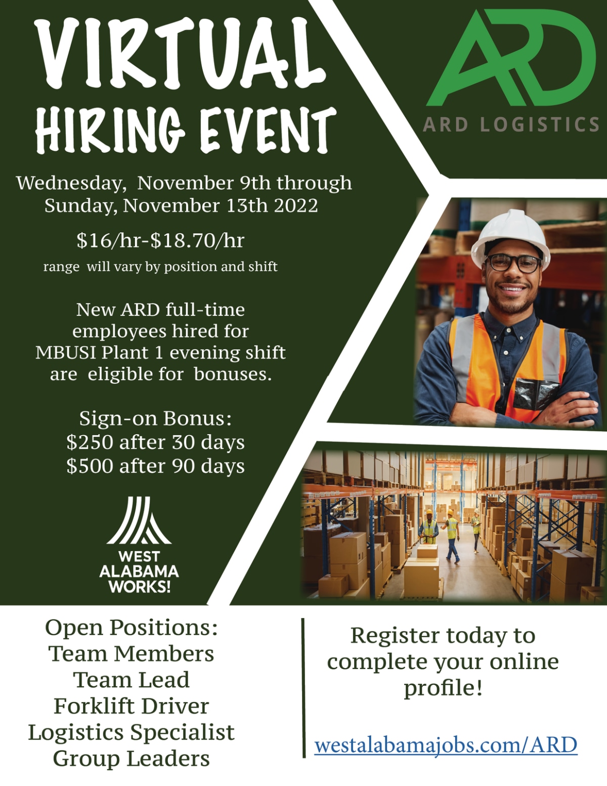 Virtual hiring event: ARD Logistics hiring for several open positions